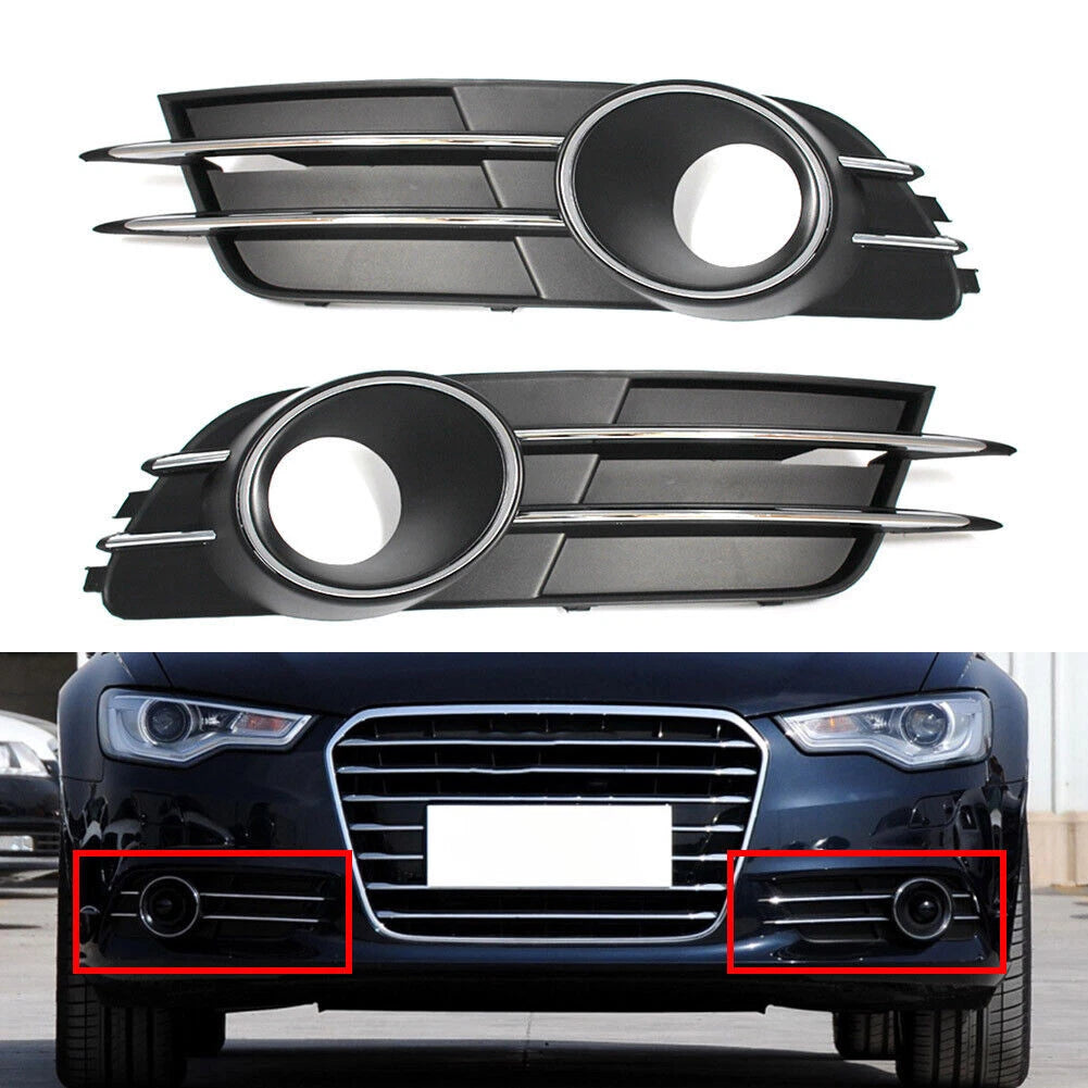 Lower Bumper Fog Light Grille Cover for Audi A6 C7 (2011–2015)