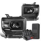 Pair of Black/Clear Signal Projector Headlights for Sierra 1500 (2014–2018)
