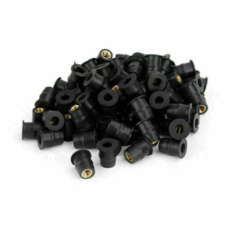 Set of 100 Rubber Well Nuts for Windscreen & Fairing (10-32 M5)