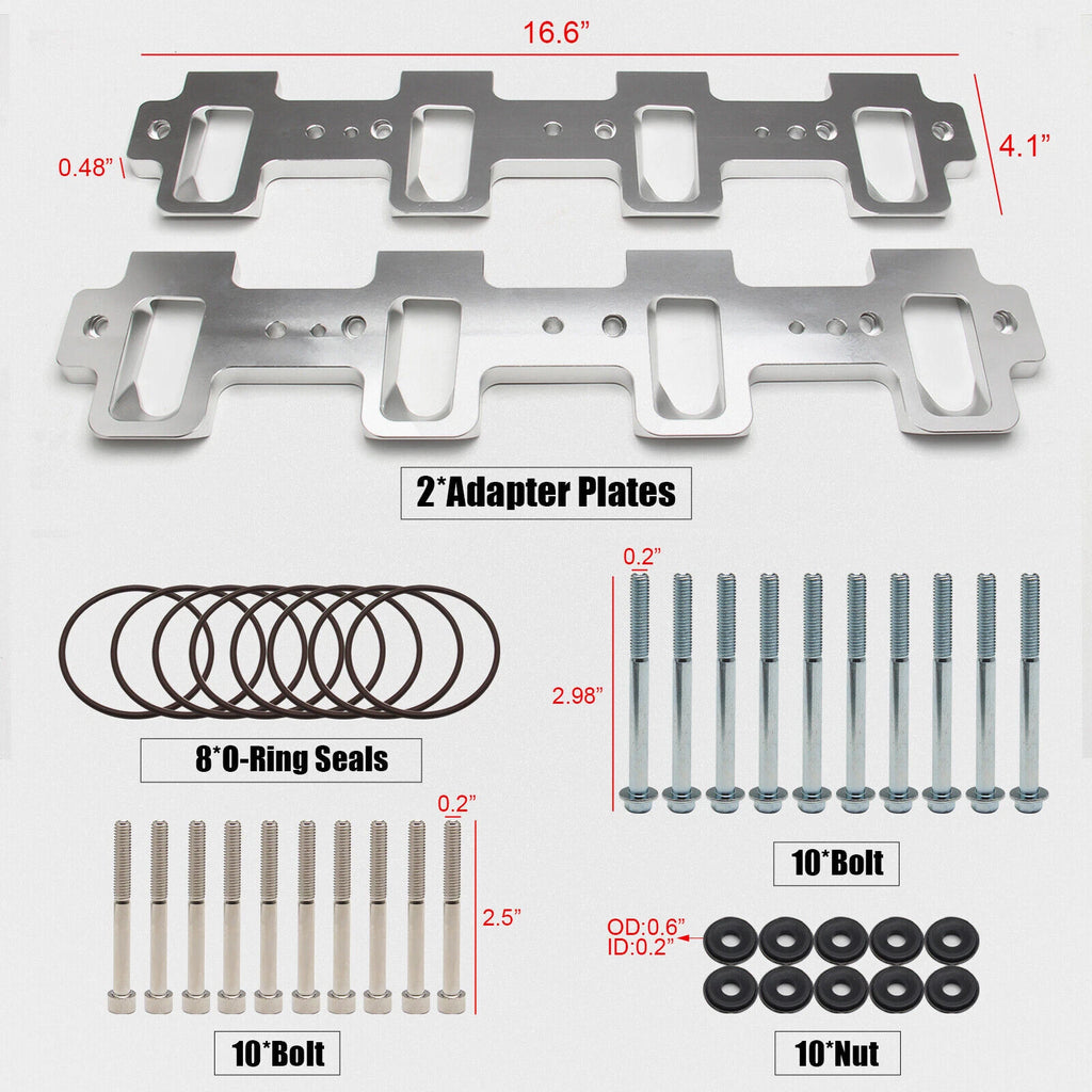 92MM Black Billet Fuel Rails Kit for LS Cathedral Port Cylinder Head (N/A)