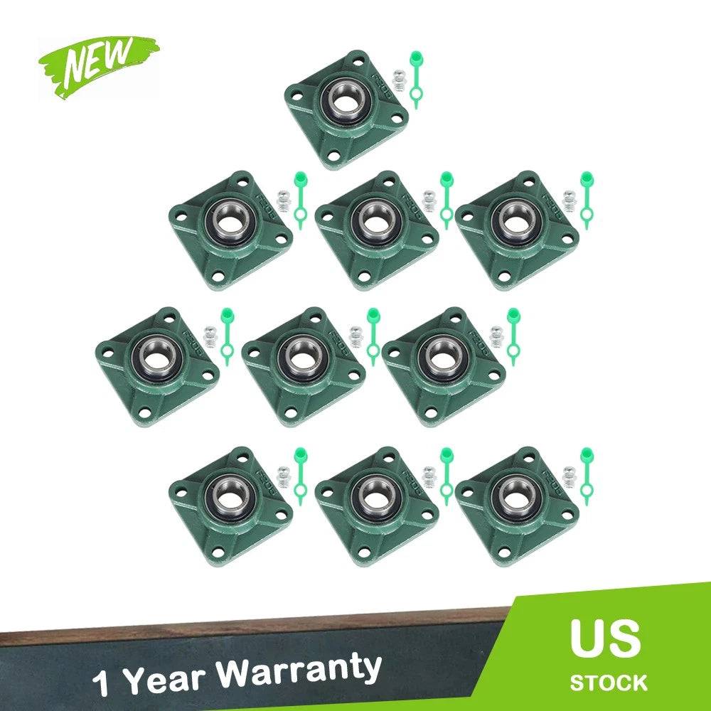 Set of 10 Pillow Block Flange Bearings for UCF205 (1" Bore)