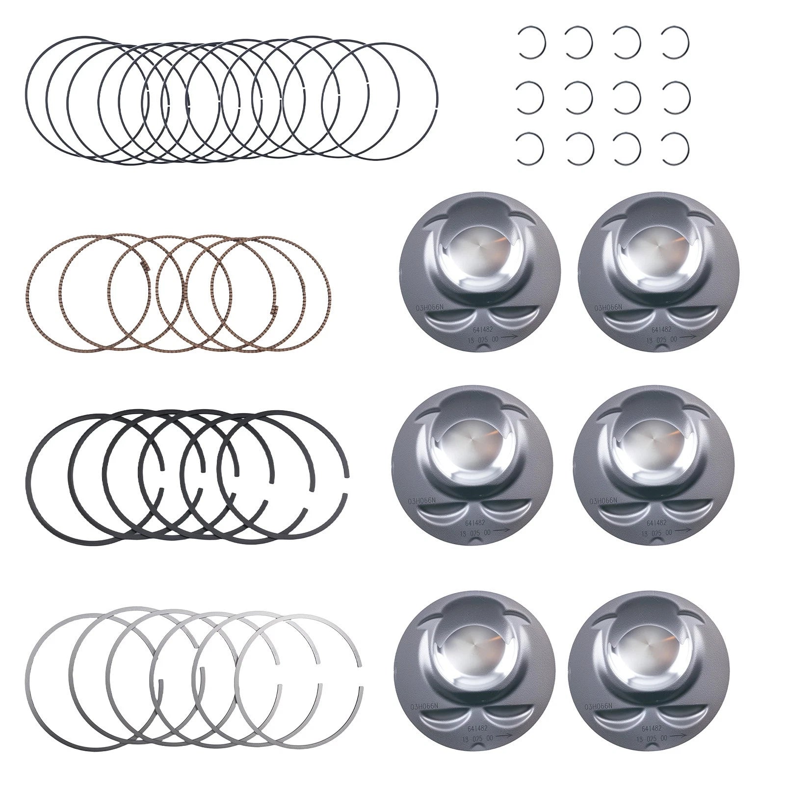 6PC Pistons & Rings Kit for VW Passat CC Touareg Porsche 3.6L FSI (2009–2016)