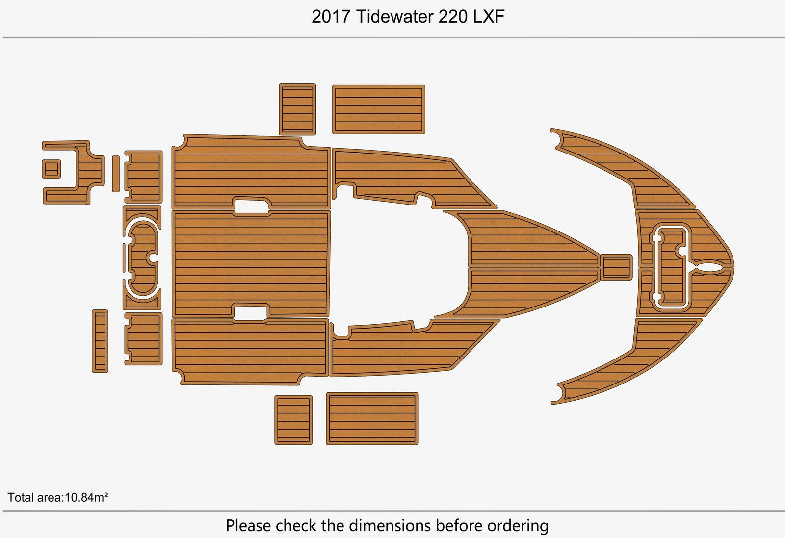 EVA Foam Teak Flooring Mat for Tidewater 220 LXF (2017)