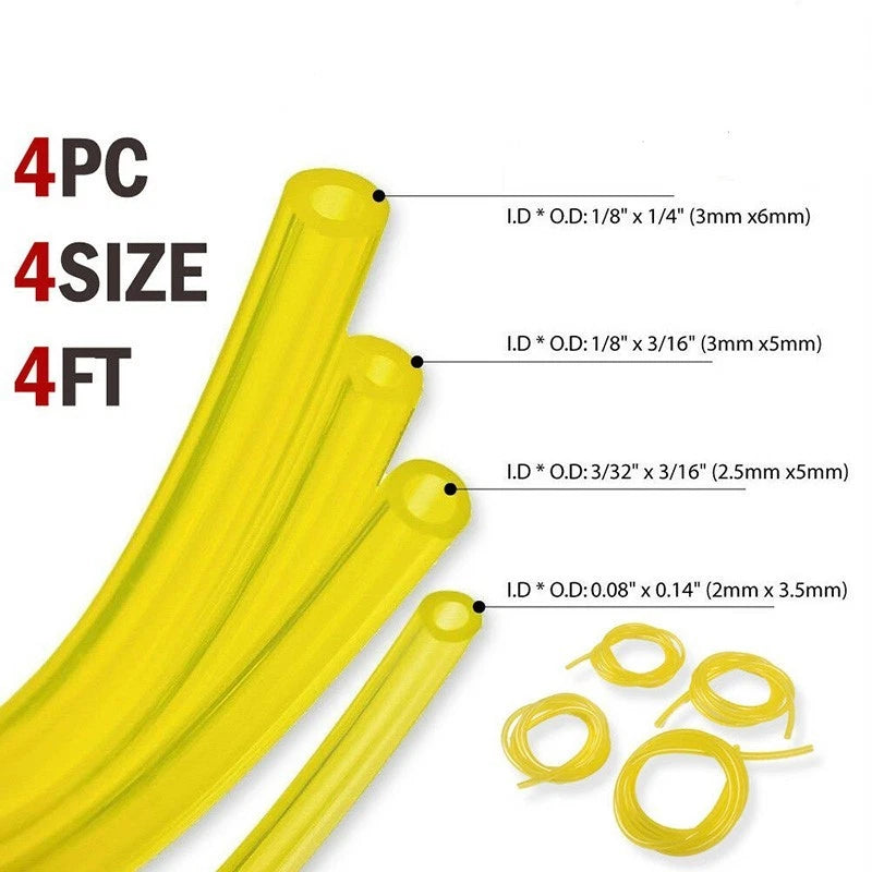 Set of 4 Fuel-Line Hose Gas Pipe Tubing for Trimmer Chainsaw Blower