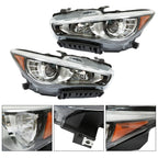 Set of 2 Chrome LED Headlight Headlamps for Infiniti Q50 (2014–2017)