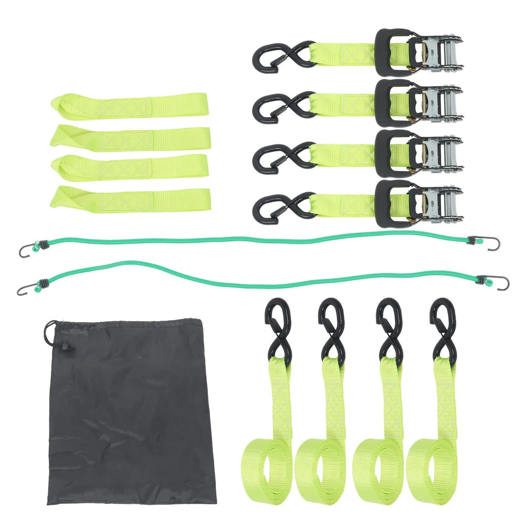 Set of 4 Ratchet Straps for Secure Cargo Tie-Downs