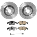 Front Brake Kit Set of 4 Euro Ceramic Pads Xtra Drilled Rotors for Audi S4 S5 (2010–2016)