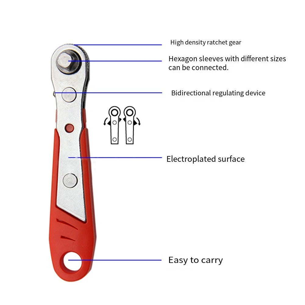 Ratchet Wrench Set for Narrow Space Repairs (Chrome Vanadium Steel)