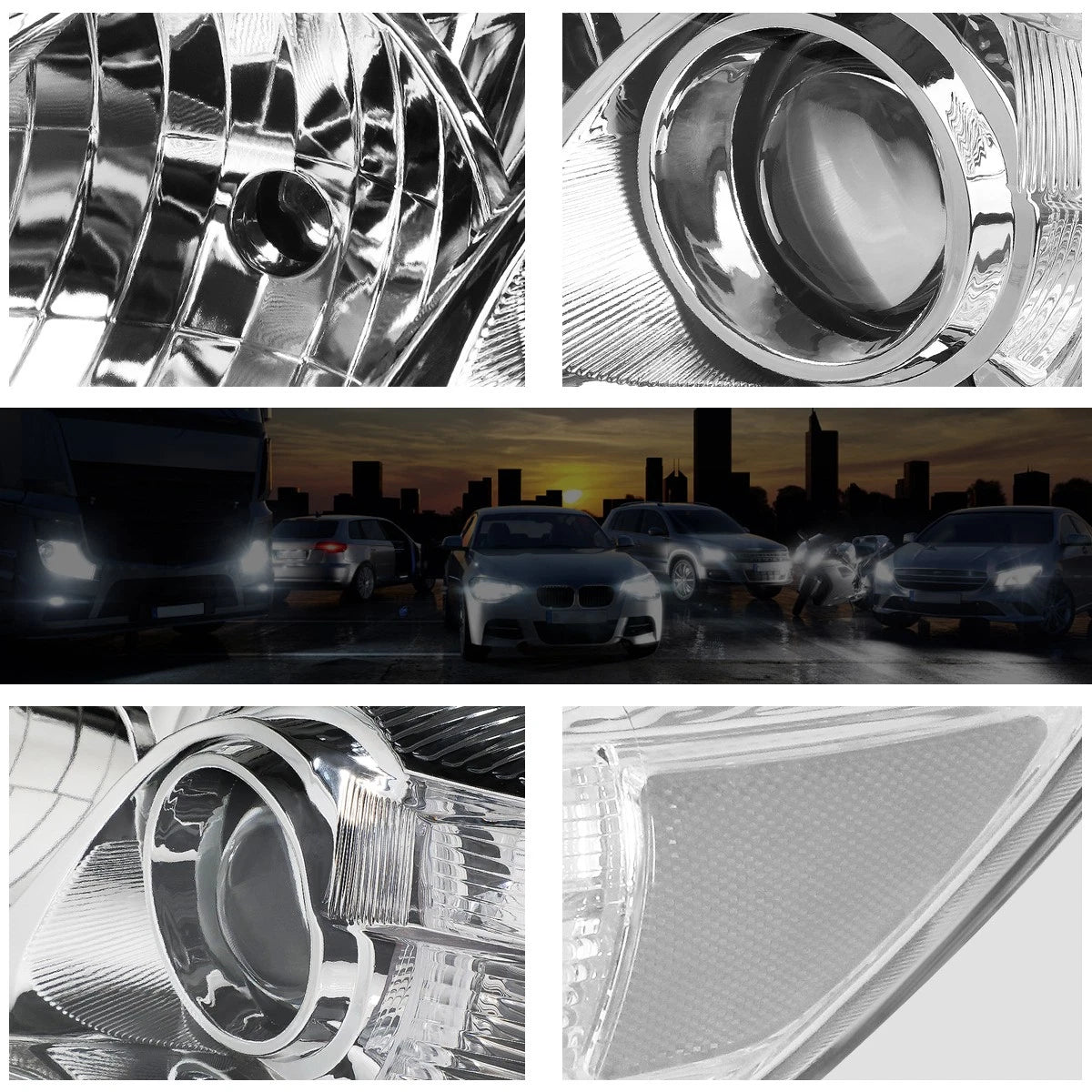 Projector Headlight for Toyota Camry (2010–2011) - Chrome Housing, Clear Lens