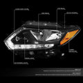 LED DRL Pair for Nissan Rogue (2014–2016) Black/Amber Headlights + Tool Box