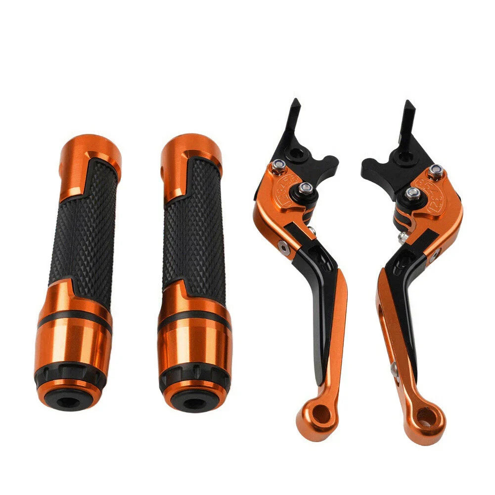 Orange Extendable Brake Clutch Levers & Handlebar Grips for Kawasaki ZX6R