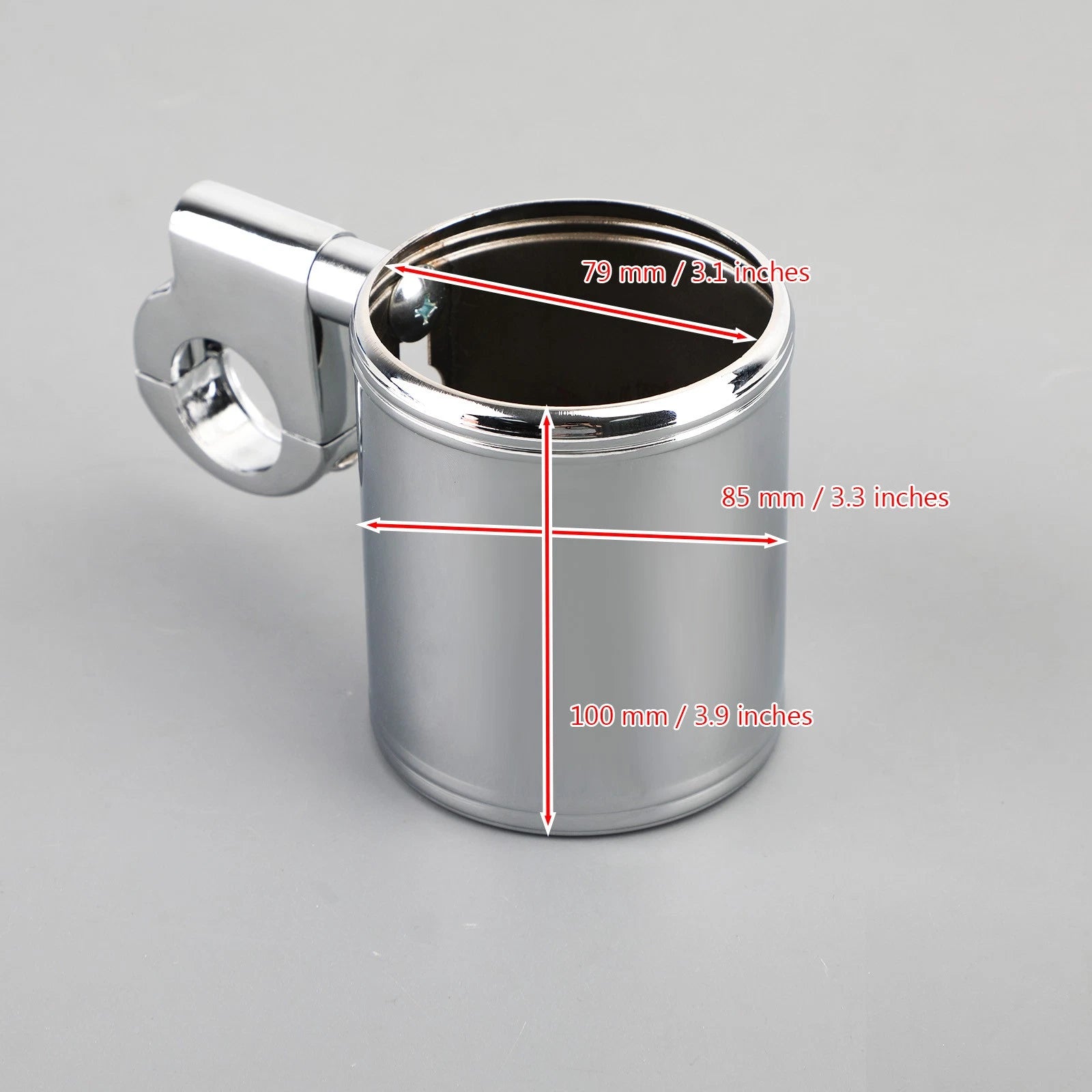 Chrome Cup Bottle Holder for Chopper Cruiser Bobber (7/8" 1" 1-1/4")