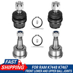 Set of 2 Front Lower & Upper Ball Joints for Dodge Ram 2500 (2011–2013)