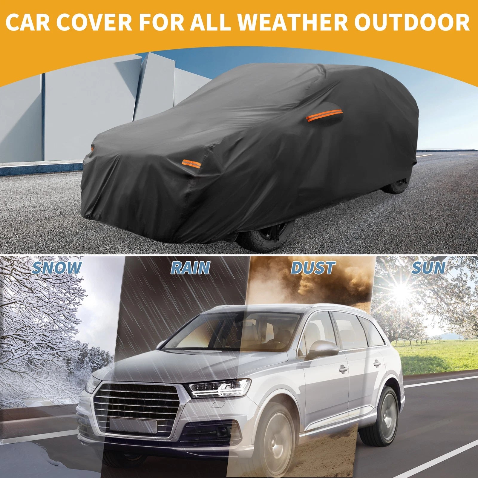 Waterproof All Weather Car Cover for Audi Q2 (2016–2023) 190T-PU Zipper