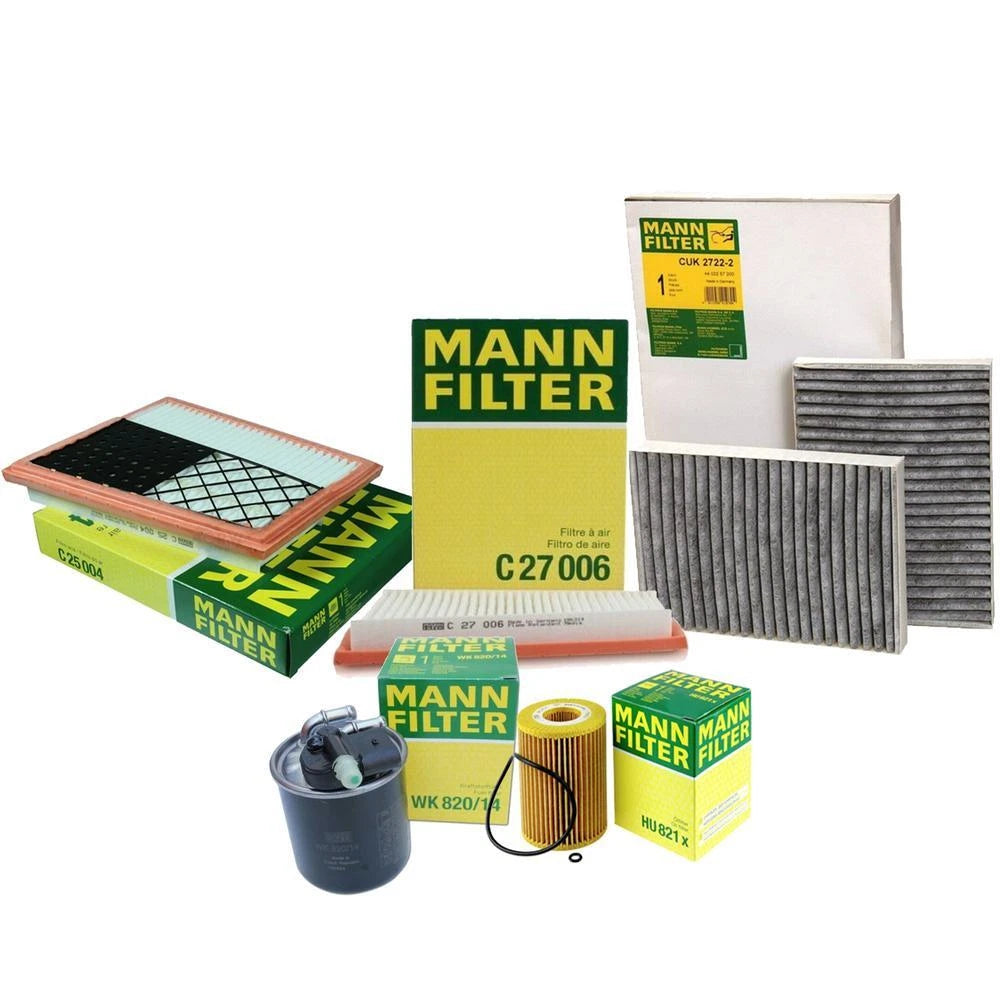 Set of 2 Mann Oil Air Carbon Cabin Fuel Filter Kit for W221 S350 (2006–2013)