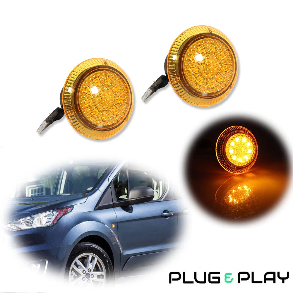 Amber LED Front Side Marker Lights for Ford Transit Connect (2010–2021)