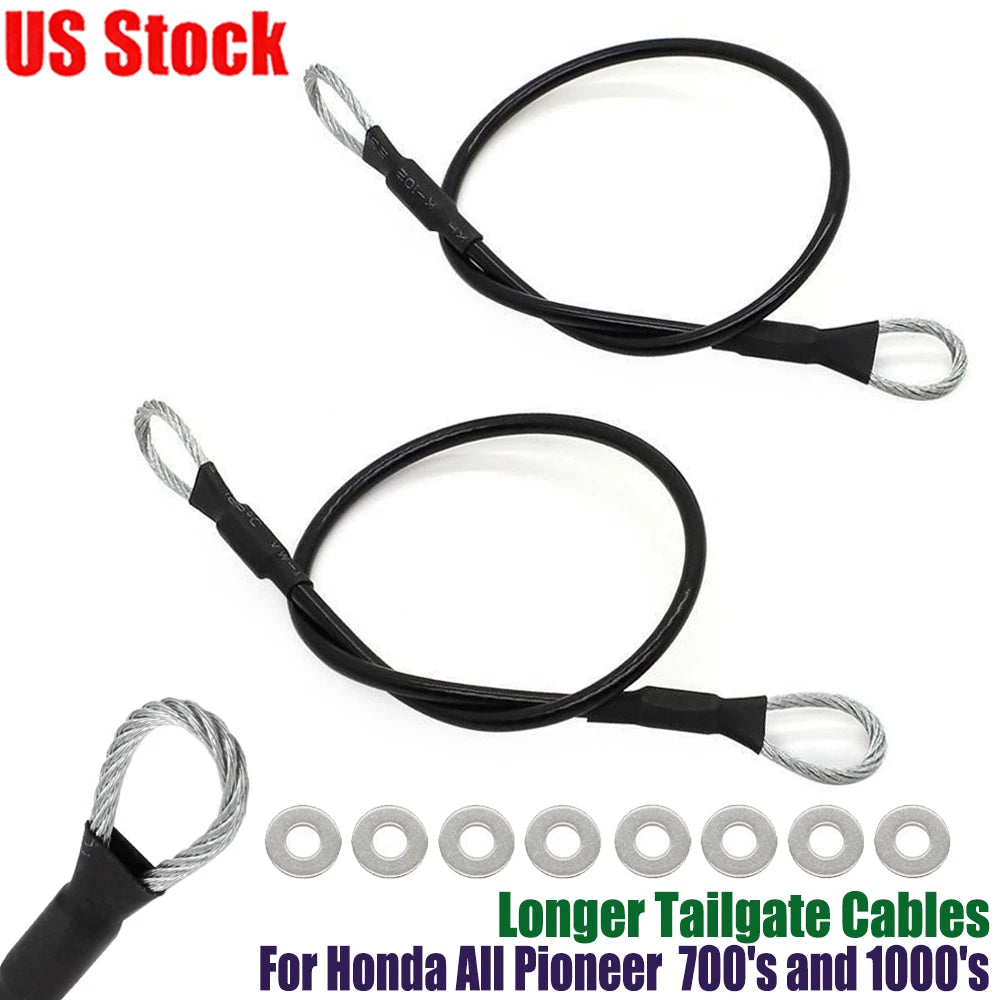 Set of 2 Extended Tailgate Cables for Honda Pioneer 700 & 1000 (2014–2023)