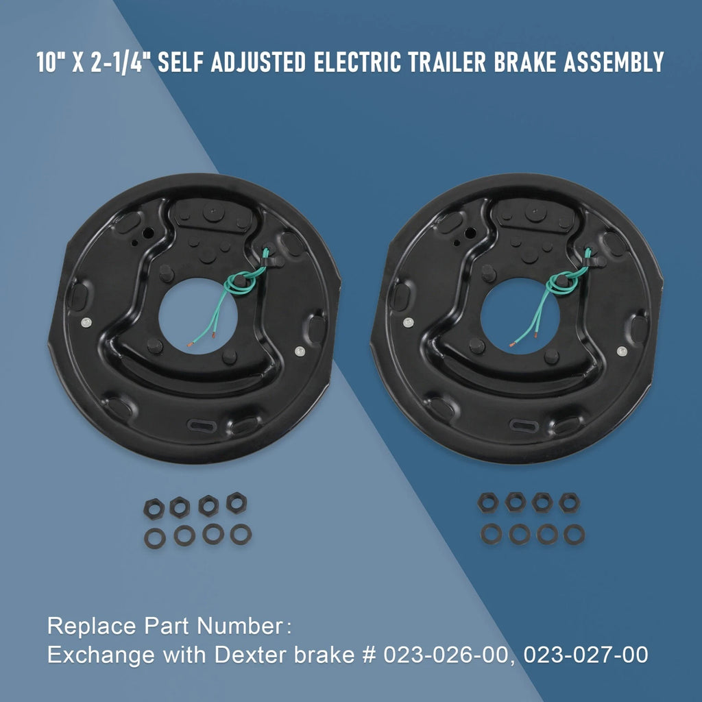 Set of 4 Electric Trailer Brake Assemblies for 3500 lbs Trailers (10"x2-1/4")