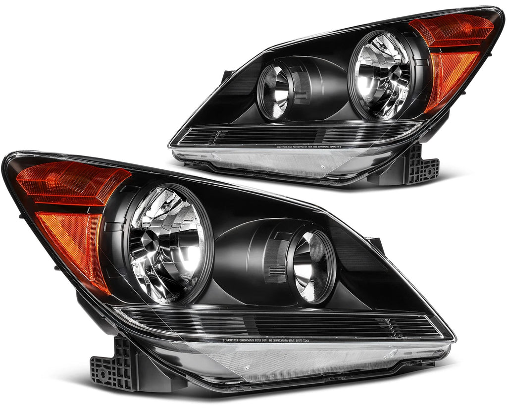 2X Headlight Assembly for Honda Odyssey (2008–2010) Black Housing