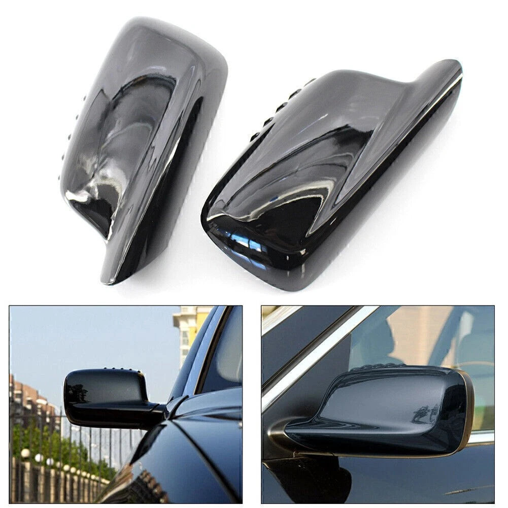 Set of 2 Door Wing Side Mirror Cover Caps for BMW E46 E65 E66 (1998–2006)