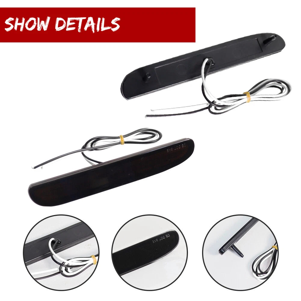 Smoked Lens LED Rear Bumper Side Reflector Lights for Ford Mustang (1994–1998)