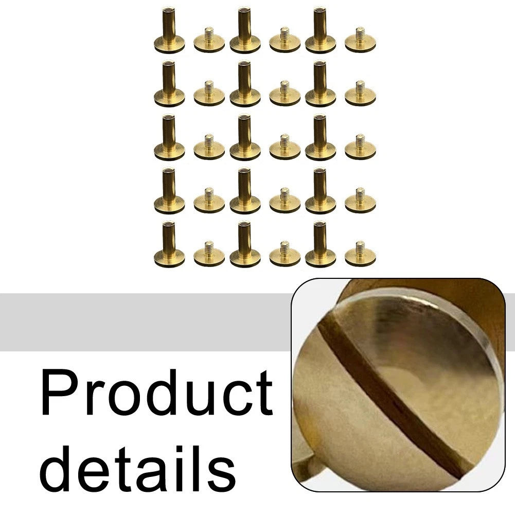 15 Pack Brass Screws for Leather Crafts (Wear Resistant Fasteners)