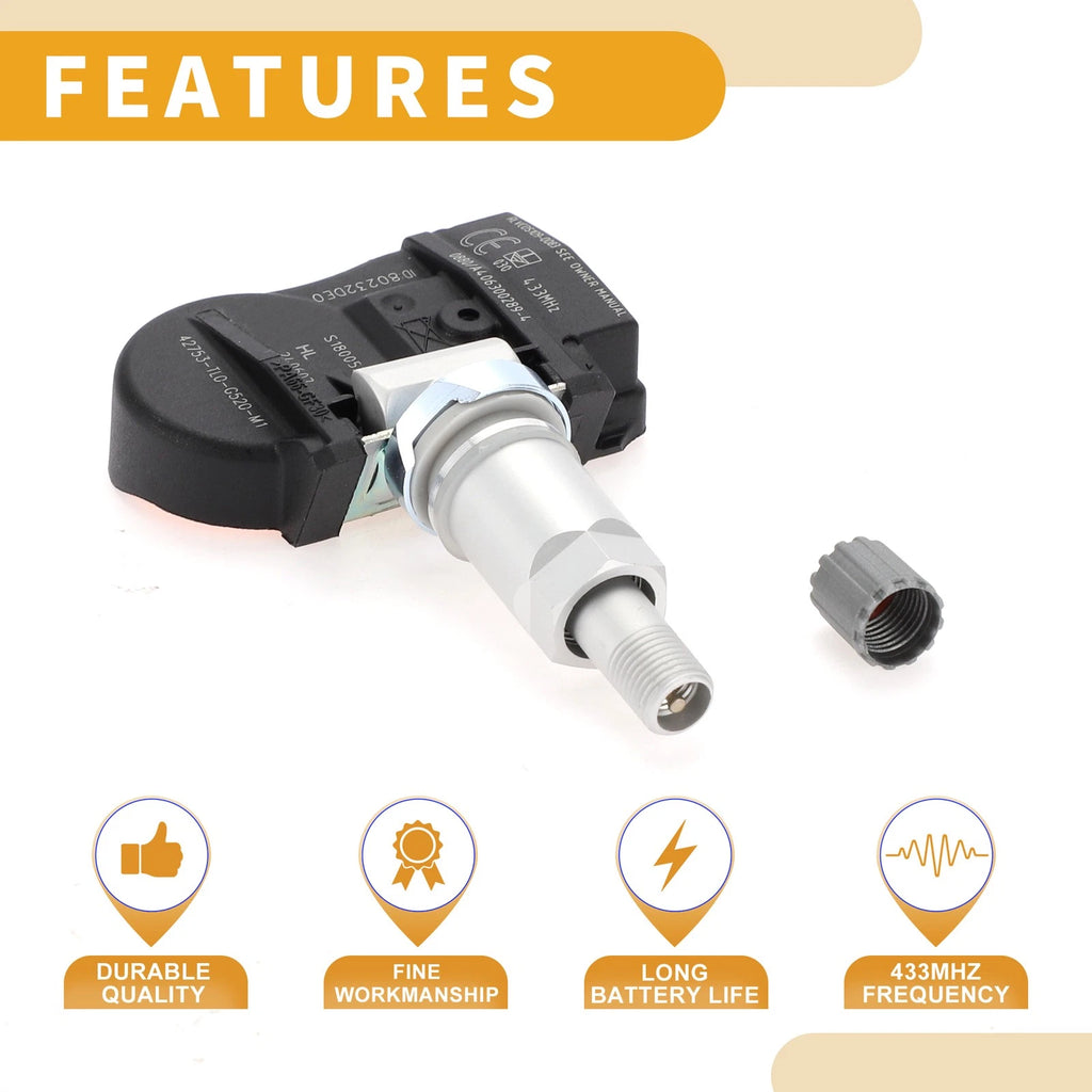 Tire Pressure Sensor for Honda Pilot (2016–2020) No.42753TL0G52 433MHz