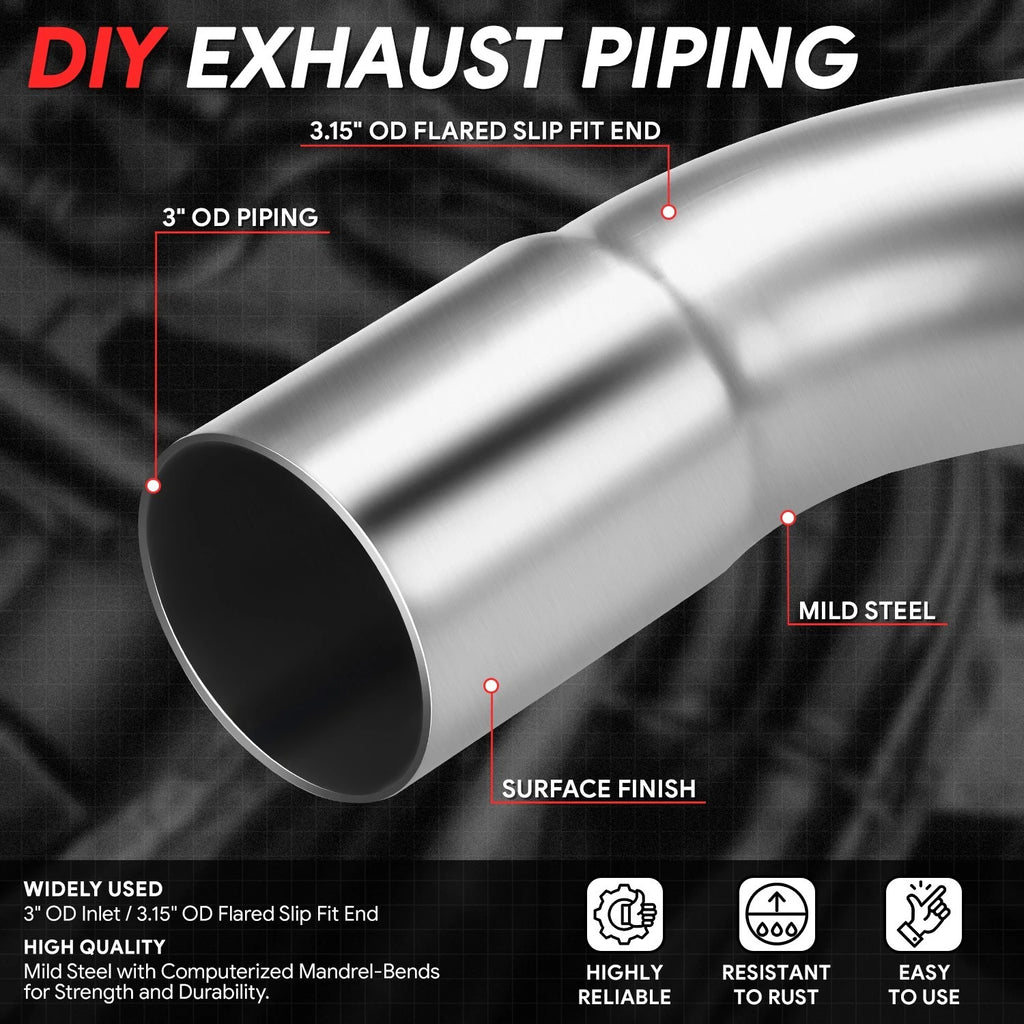 3" OD Exhaust Piping for (18 Gauge, Slip-Fit)