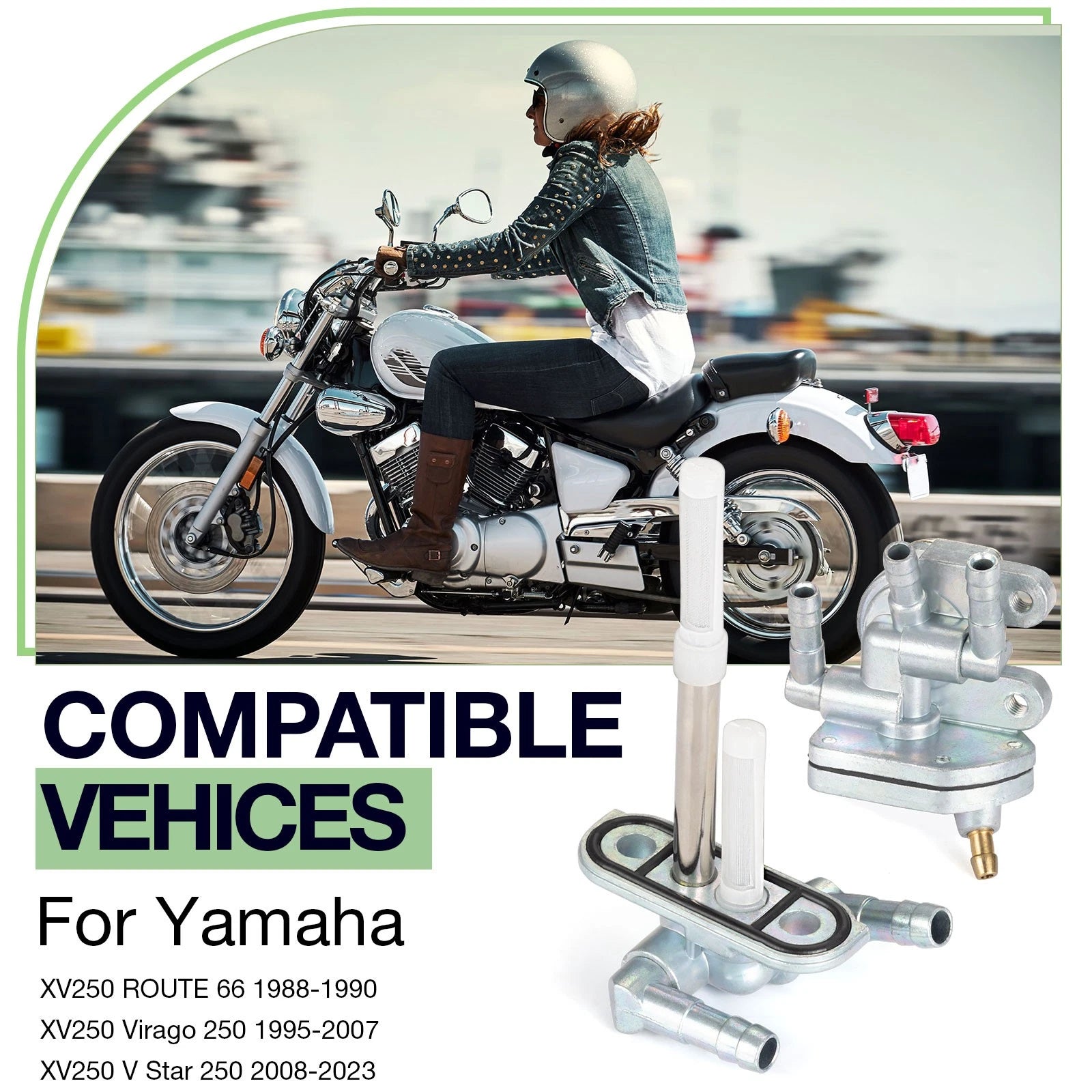 Fuel Valve Petcock + Filter Assy for Yamaha XV250 V Star 250 (2008–2023)