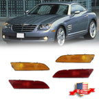 4X Amber Front & Red Rear Bumper Side Marker Lights for Chrysler Crossfire (2004–2008)