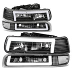 C-Shape LED DRL Headlights + Bumper Lamp for Silverado Suburban Tahoe (1999–2006)