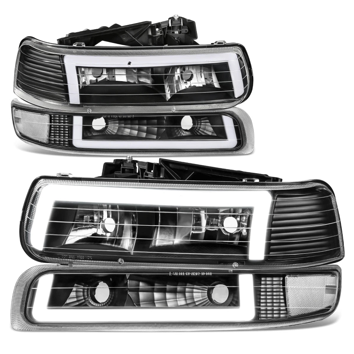 C-Shape LED DRL Headlights + Bumper Lamp for Silverado Suburban Tahoe (1999–2006)