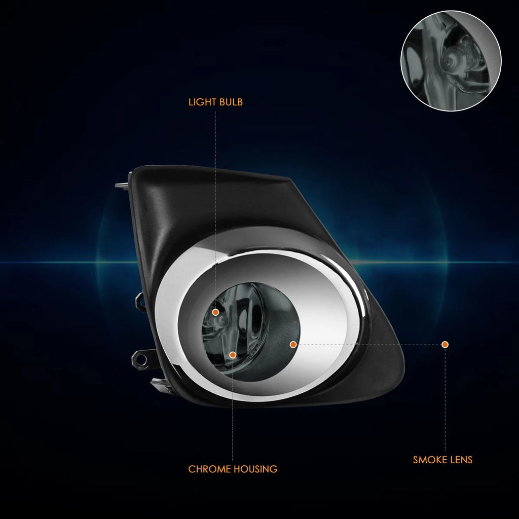 Fog Lights Set of 2 for Toyota Corolla (2011–2013) - Smoked Lens, Switch, Bezel