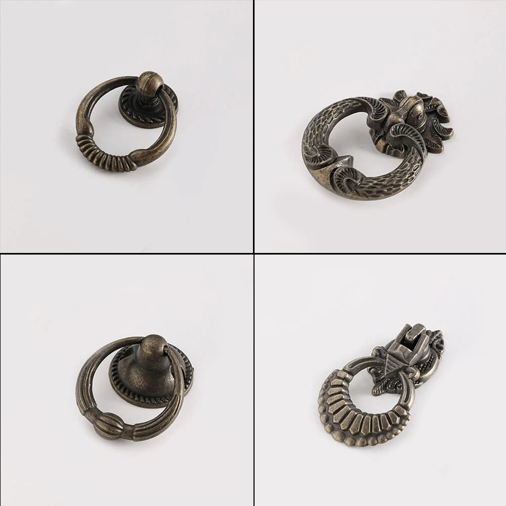 Set of 10 Vintage Door Drop Ring Pull Knobs for Kitchen Cupboard Drawer