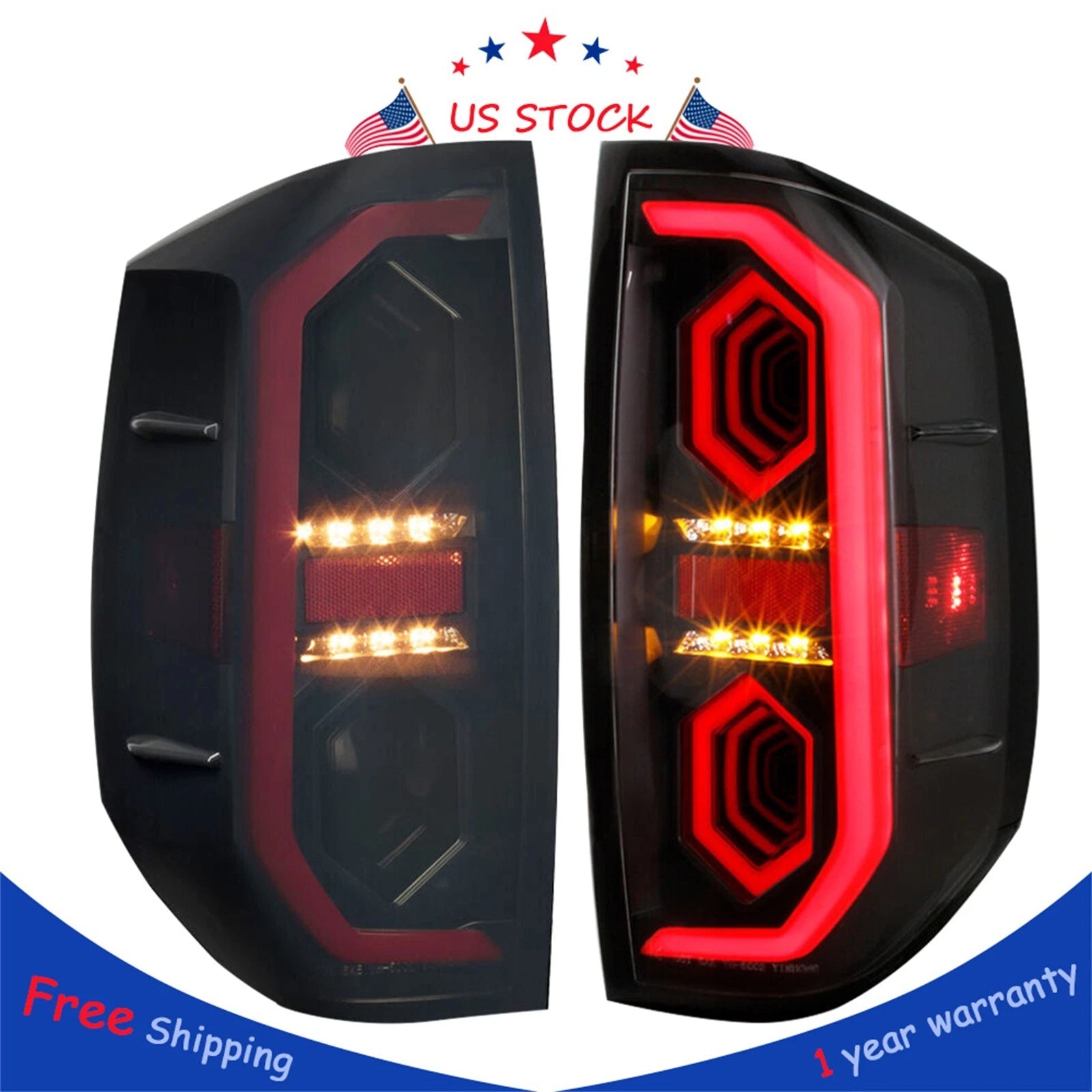 Pair Smoke Lens LED Tail Lights for Toyota Tundra (2014–2021)