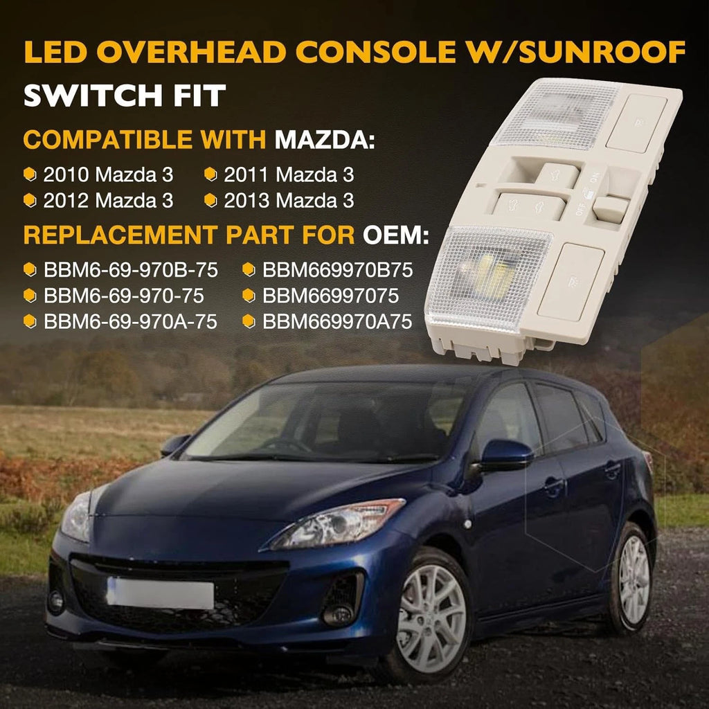 Overhead Console with LED Light & Sunroof Switch for Mazda 3 (2010-2013)