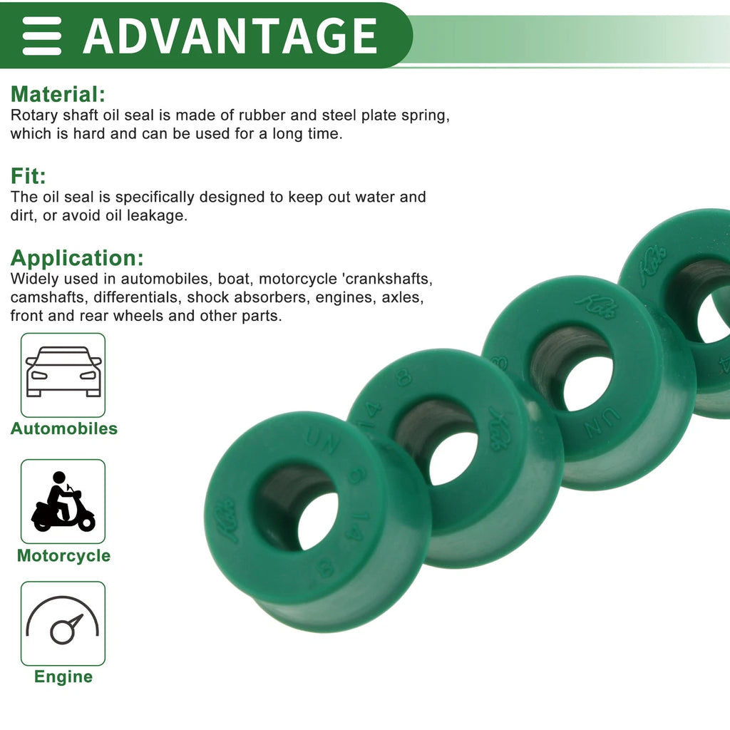 Set of 5 Oil Seal Rotary Shaft Seal 6x14x8mm High Pressure Green for Various Models
