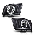 Set of 2 Black LED Halo Headlights for Ford Mustang (2005–2009)