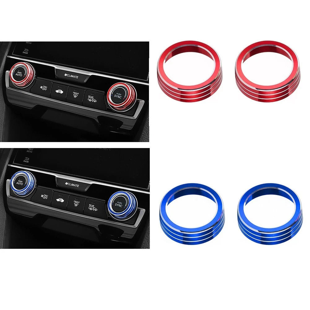 Colorful Aluminum AC Knob Ring Cover for Honda Civic (2016–2021)