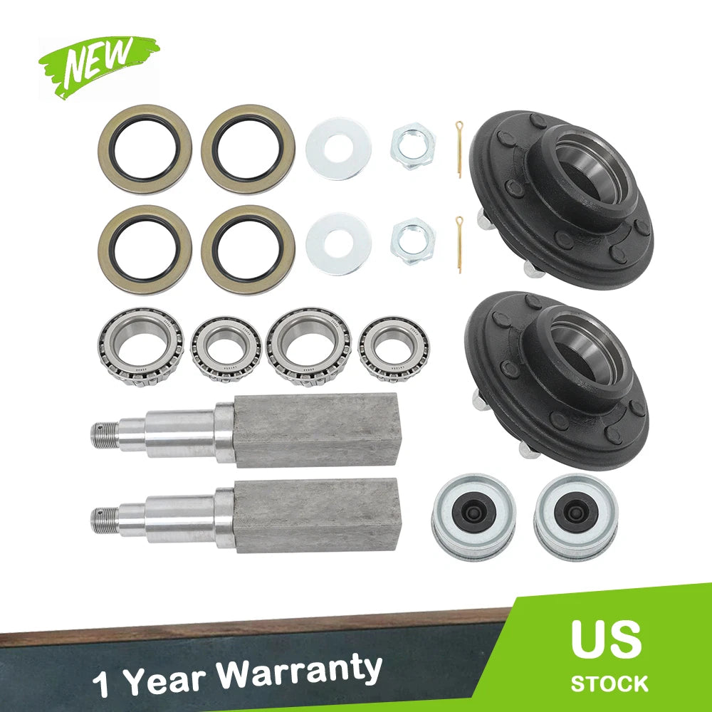 Set of 2 Trailer Hub Kits with Square Spindles for 8-Lug Trailers
