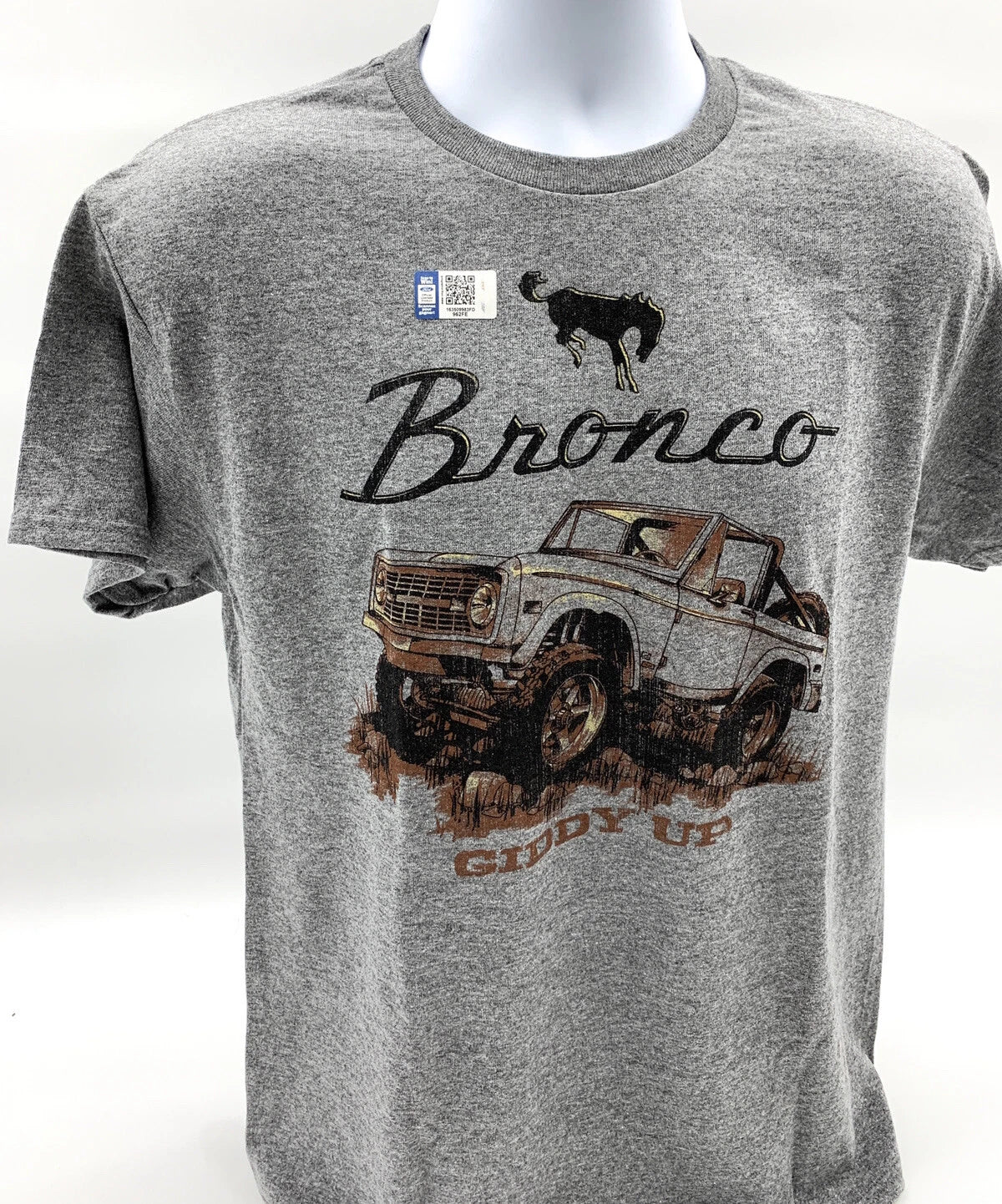 Ford Bronco T-Shirt Gray 1966–1977 Emblem Script for 1st Generation