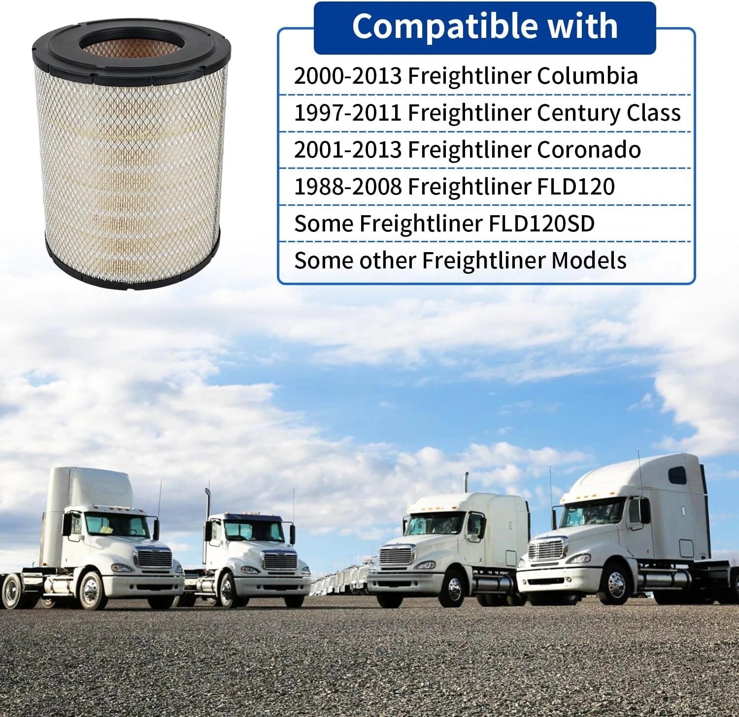 1PC Air Filter AF25139M, RS3518, P527682, P185069 for Freightliner Columbia (2001–2010)