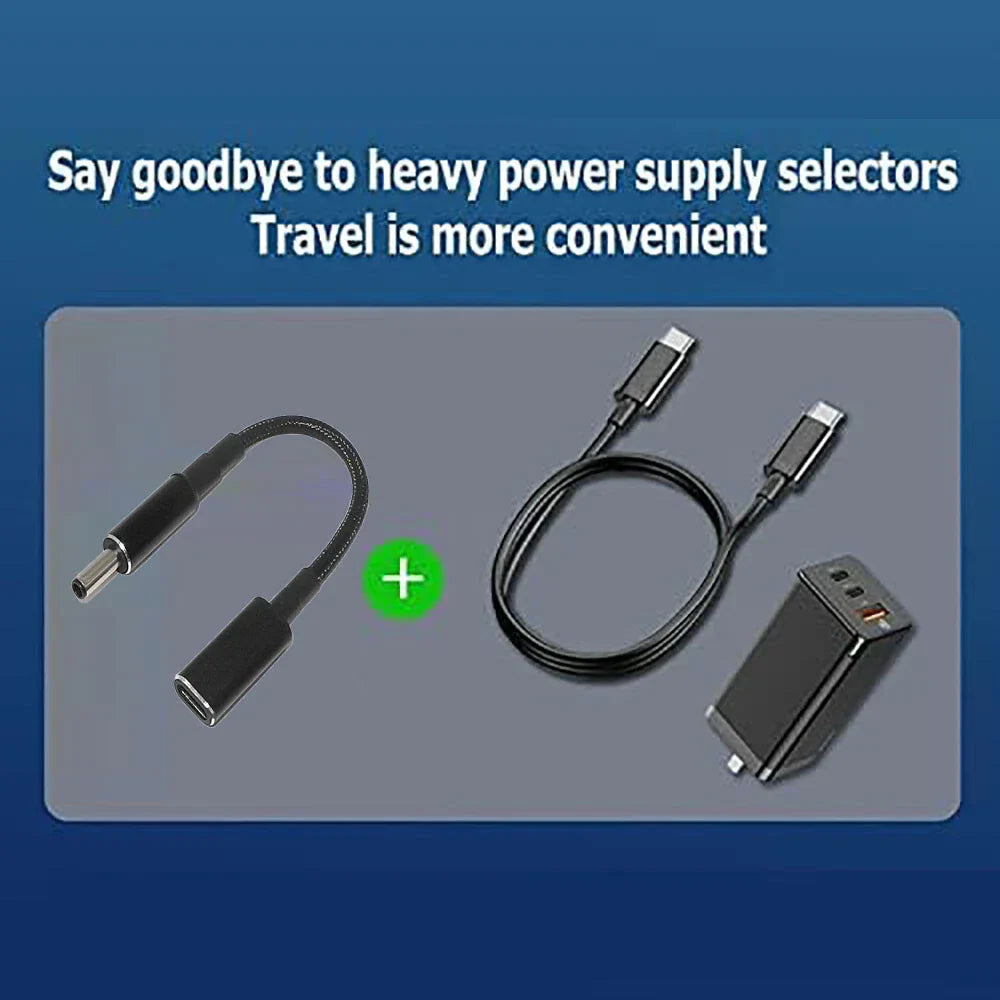 100W PD Charger Cable Type C Female to 4.5mm 3.0mm for Dell Inspiron Latitude