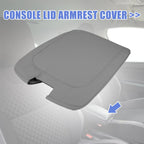 Center Console Lid Armrest Cover for Dodge Ram (2013–2018) Gray Micro Leather