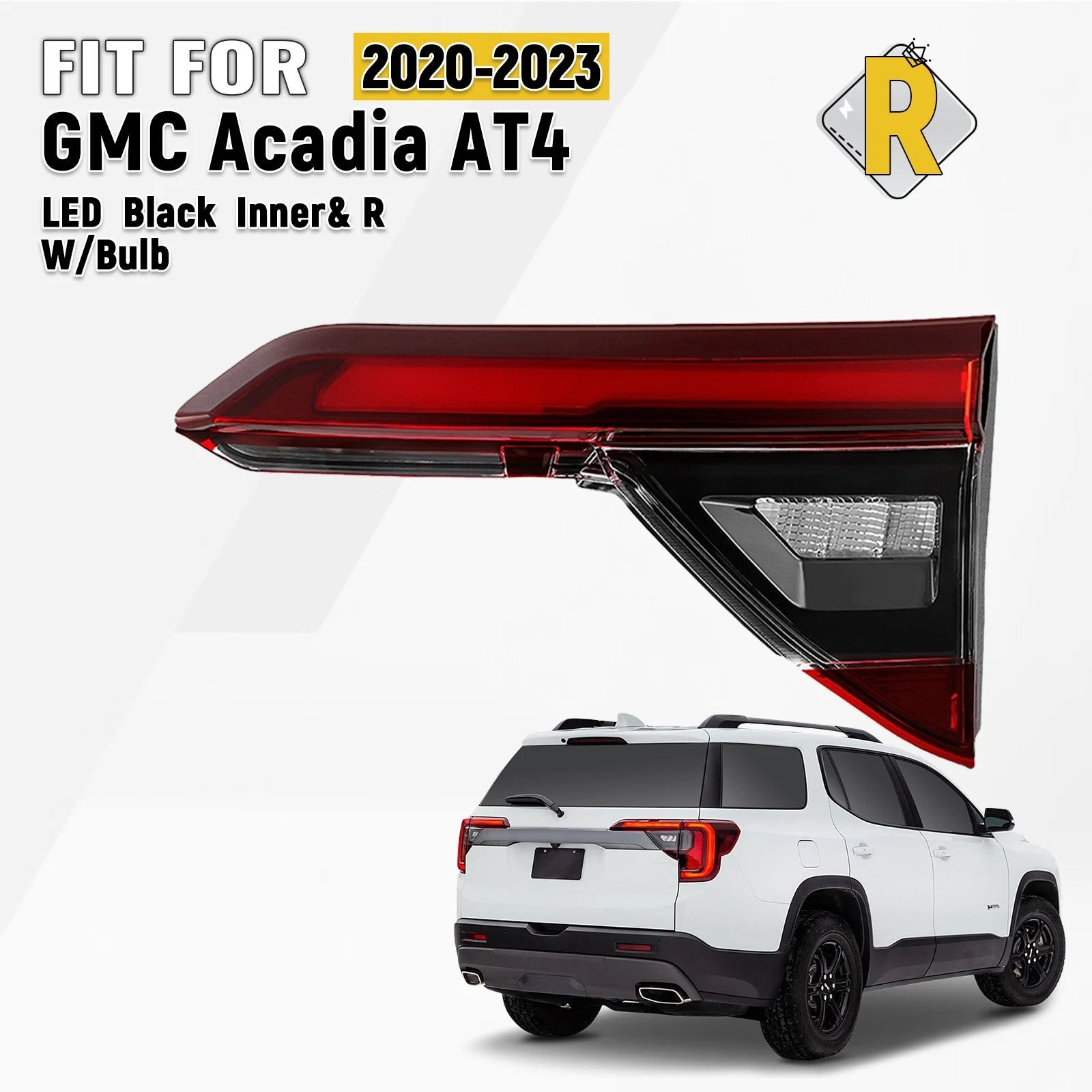 LED Inner Tail Light for GMC Acadia AT4 (2020–2023) Passenger Side, Black Trim