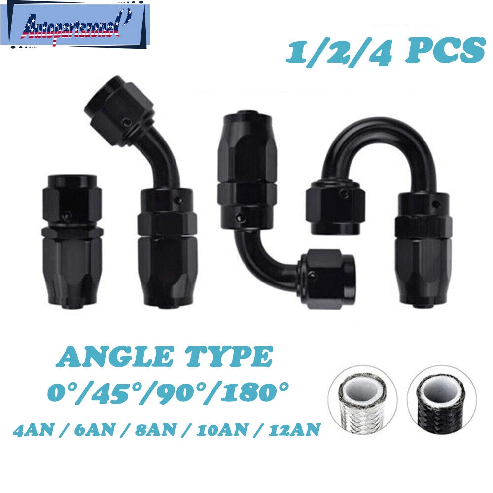 Set of 4 Hose End Fitting Adapters for PTFE Hose Line 4AN 6AN 8AN 10AN 12AN
