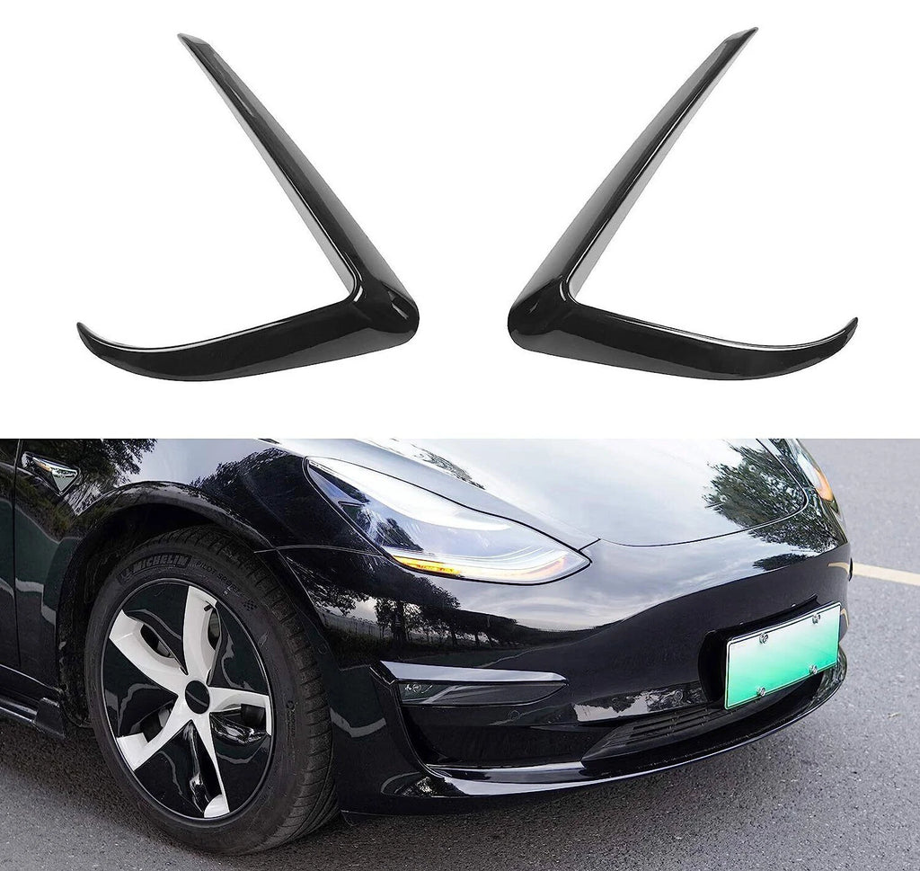 Gloss Black Front Fog Light Eyebrow Cover Trim for Tesla Model 3 (2017–2023) U8