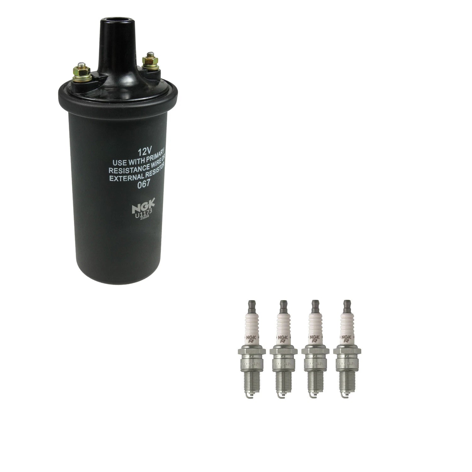 NGK Ignition Coil & 4 Nickel Spark Plugs Kit for Chevy II G10 Van LUV Nova (1962–1988)