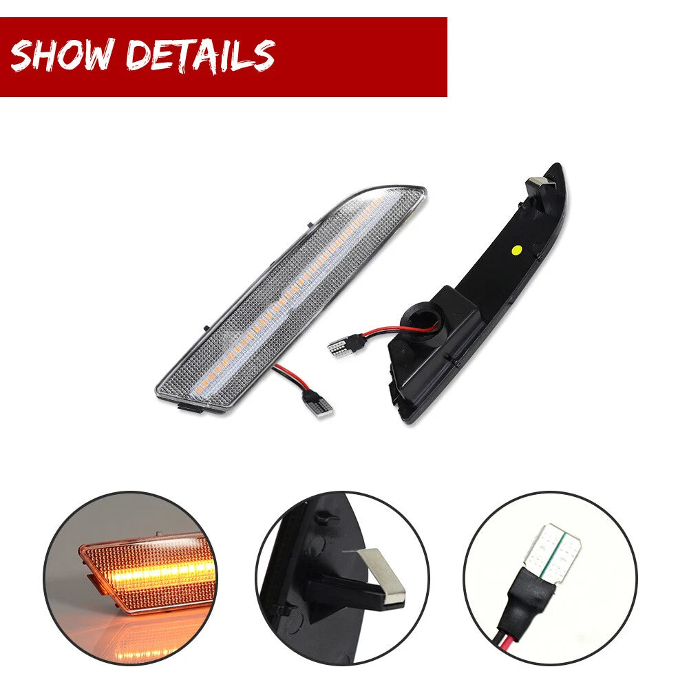Clear Amber LED Front Side Marker Lights for Chrysler Crossfire (2004–2008)