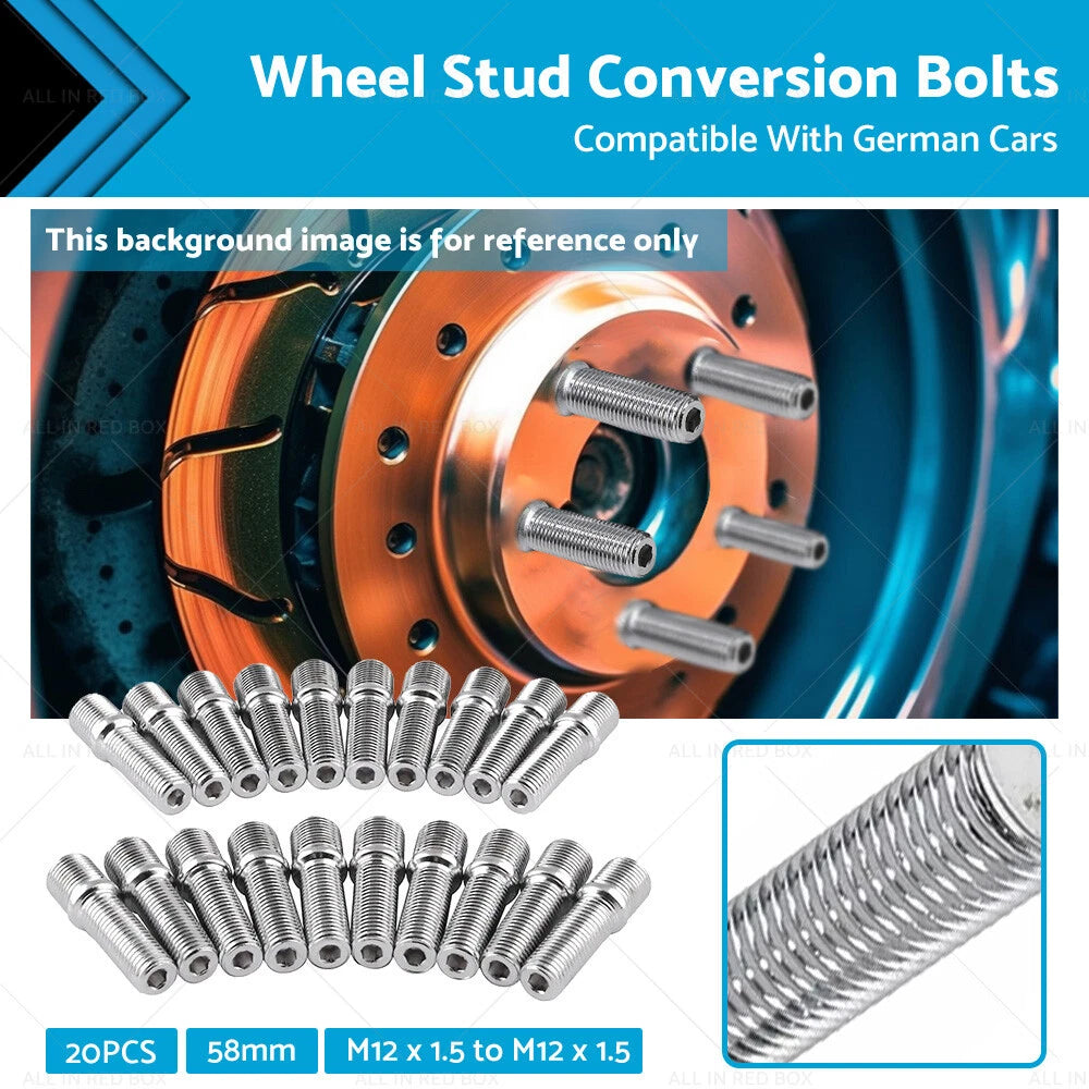 20pcs Wheel Stud Conversion Bolts M12x1.5 for German Cars